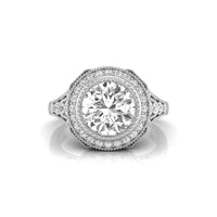 Old European Cut Moissanite Milgrain Bezel Set Halo Art Deco Ring