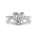 Heart & Tapered Baguette Cut CZ Three Stone Ring