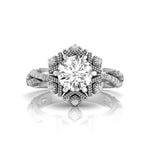 Round Moissanite Milgrain Snowflake Ring