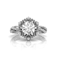 Round Moissanite Milgrain Snowflake Ring
