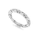 Round & Baguette CZ Stone Dot Dash Eternity Band