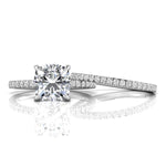 Cushion Cut Moissanite Hidden Halo Bridal Ring Set