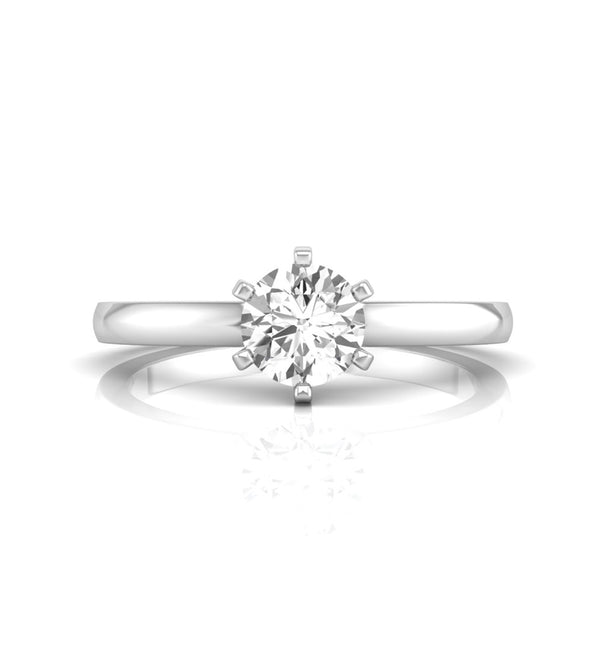 6 Prong Classic Round Moissanite Solitaire Ring