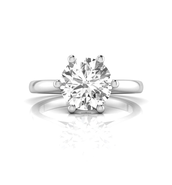 Round Cut Moissanite Cathedral Shank Solitaire Ring