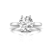 Round Cut Moissanite Cathedral Shank Solitaire Ring