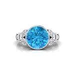 Round, Marquise & Baguette Cut CZ Stone Bezel Set Ring