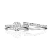 Round Moissanite Cluster Wedding Bridal Ring Set