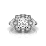 Round Moissanite Antique Art Deco Edwardian Ring