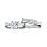 Princess CZ Stone Channel Setting Bridal Ring Set