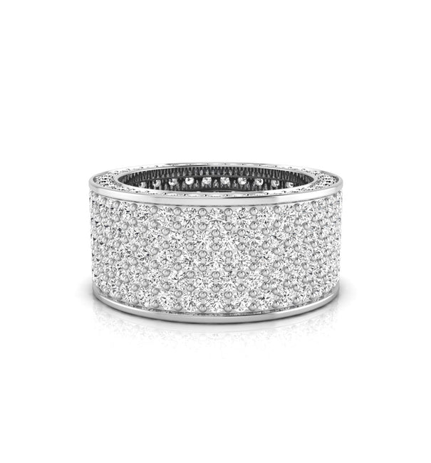 Three Sided Round Moissanite Eternity Wedding Band