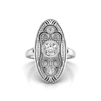 Old European Cut Moissanite Five Stone Art Deco Navette Ring | 925 Sterling Silver | US 5