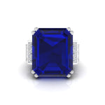 Blue Emerald & Princess CZ Stone Party Wear Ring