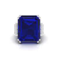 Blue Emerald & Princess CZ Stone Party Wear Ring For Women