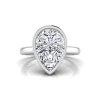 Bezel Set Pear Moissanite Solitaire Engagement Ring