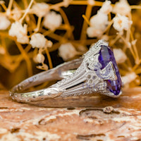 Purple Emerald CZ Stone Art Deco Edwardian Ring