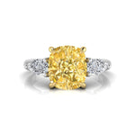 Yellow Cushion & Pear CZ Stone Past Present Future Ring