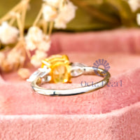 Yellow Cushion & Pear CZ Stone Past Present Future Ring