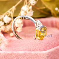 Yellow Cushion & Pear CZ Stone Past Present Future Ring