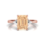 Morganite Emerald & Triangle CZ Three Stone Ring