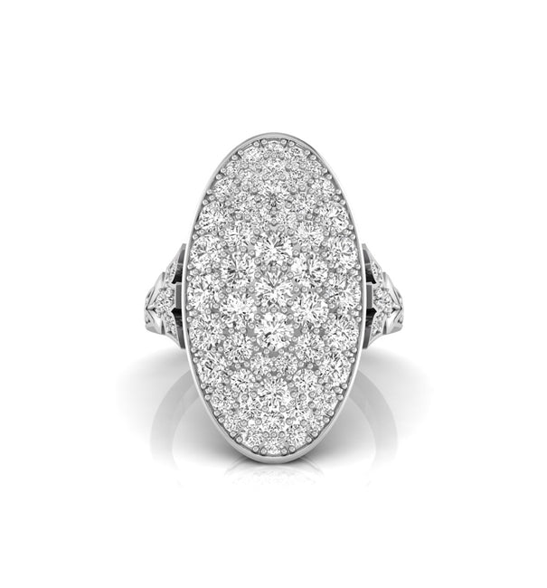 Round Moissanite Oval Shape Cluster Cocktail Ring