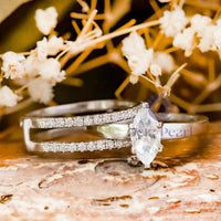 Marquise Moissanite Enhancer Guard Ring Set For Wedding