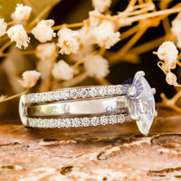 Marquise Moissanite Enhancer Guard Ring Set For Wedding