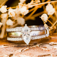 Marquise Moissanite Enhancer Guard Ring Set For Wedding