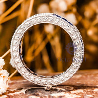 Blue Princess & Round CZ Stone Art Deco Eternity Band