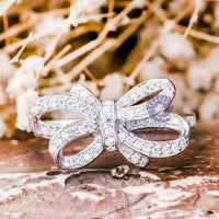 Round Moissanite Bow Knot Ring For Women