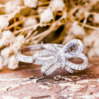 Round Moissanite Bow Knot Ring For Women