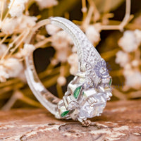 Old European Cut CZ Stone Floral Engraved Art Deco Ring