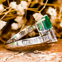 Asscher & Emerald CZ Stone Channel Set Bypass Ring