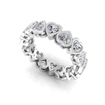 Heart CZ Stone Bezel Set Eternity Band For Proposal