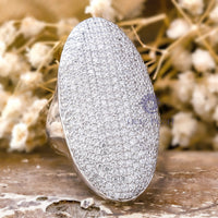 Micro Pave Setting Round Moissanite Oval Shape Cocktail Engagement Ring For Men & Women