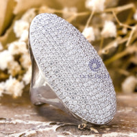 Micro Pave Setting Round Moissanite Oval Shape Cocktail Engagement Ring For Men & Women