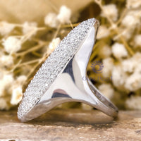 Micro Pave Setting Round Moissanite Oval Shape Cocktail Engagement Ring For Men & Women