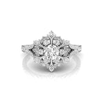 Round Moissanite Split Shank SNOWFLAKE Ring