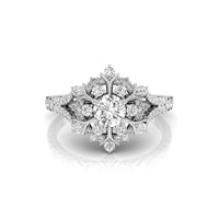 Round Moissanite Split Shank SNOWFLAKE Ring