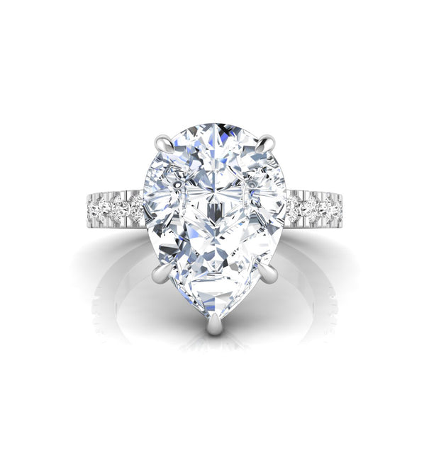 Pear & Round Moissanite Engagement Ring For Women