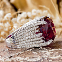 Garnet Cocktail Ring With Side Accent