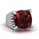 Garnet Cocktail Ring With Side Accent