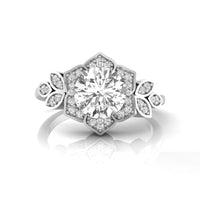 Round Moissanite Floral & Leaf Inspired Ring