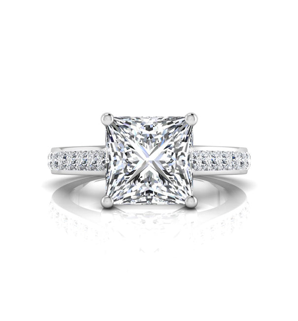 Elegant Princess CZ Stone Channel Set Engagement Ring