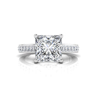 Elegant Princess CZ Stone Channel Set Engagement Ring