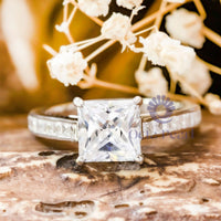 Elegant Princess CZ Stone Channel Set Engagement Ring