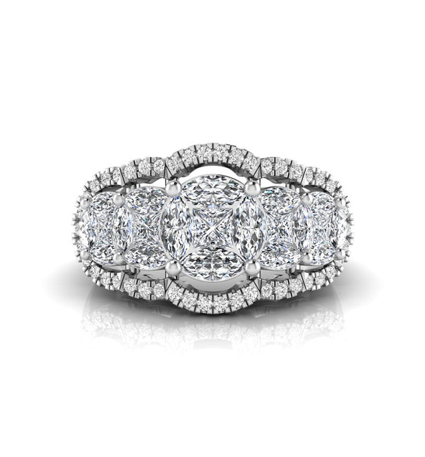 Marquise & Princess CZ Stone Halo Anniversary Gift Ring