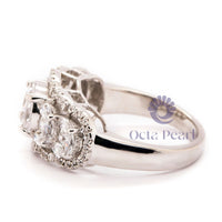 Marquise & Princess CZ Stone Halo Anniversary Gift Ring