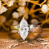 Marquise Moissanite Solitaire Wedding Anniversary Ring