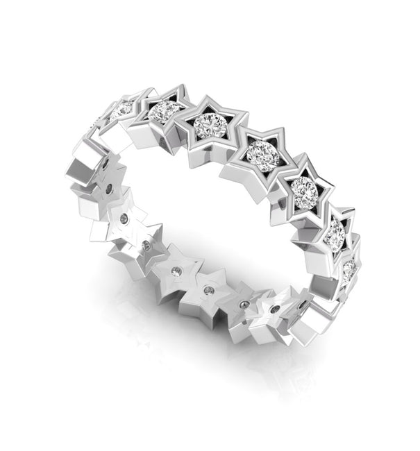 Star Shape Eternity Band With Round Moissanite