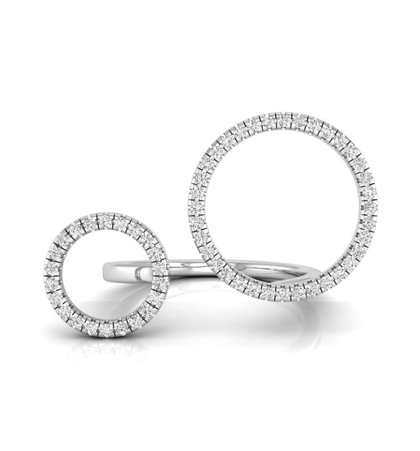 Round Moissanite Double Circle Geometric Gap Ring